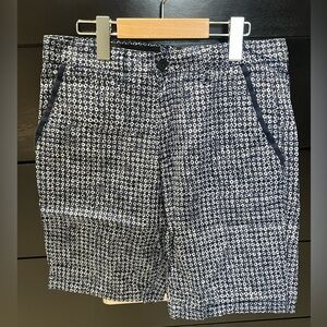 Armani Exchange Navy and White Patterned Shorts 31 Men's